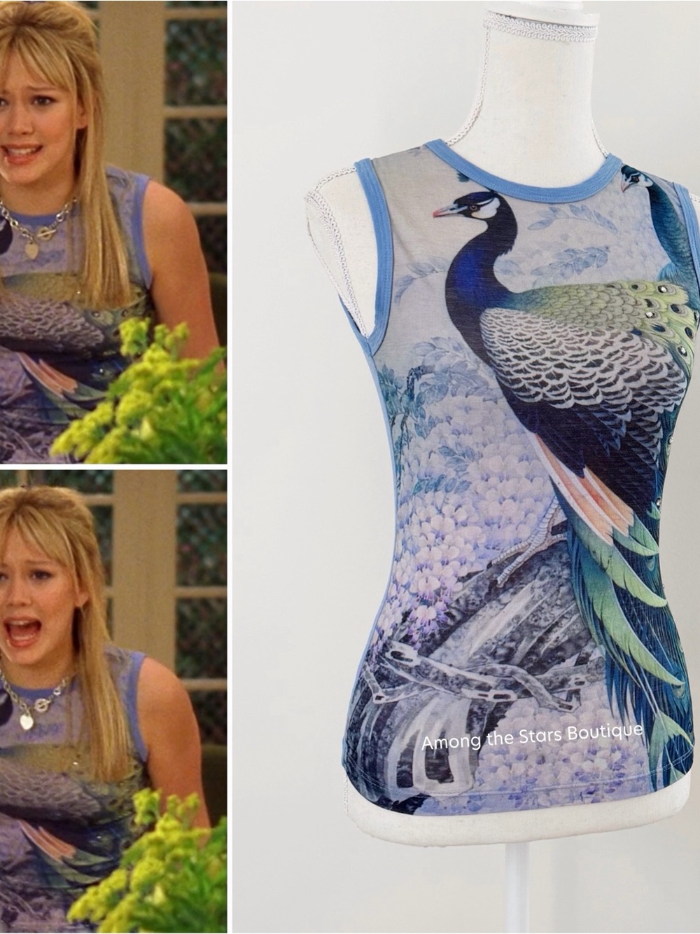 Extremely Rare Y2K Vintage Peacock Rhinestone Sleeveless Top ASO Lizzie McGuire - Picture 3 of 14